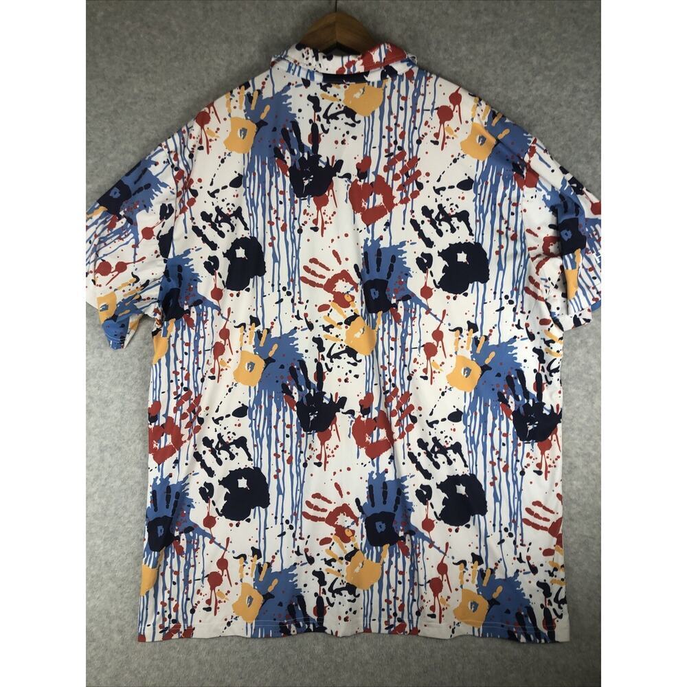 HRESKI Men's Golf Polo Shirt Size 2XL Hand Print / Paint Splatter - Picture 11 of 12